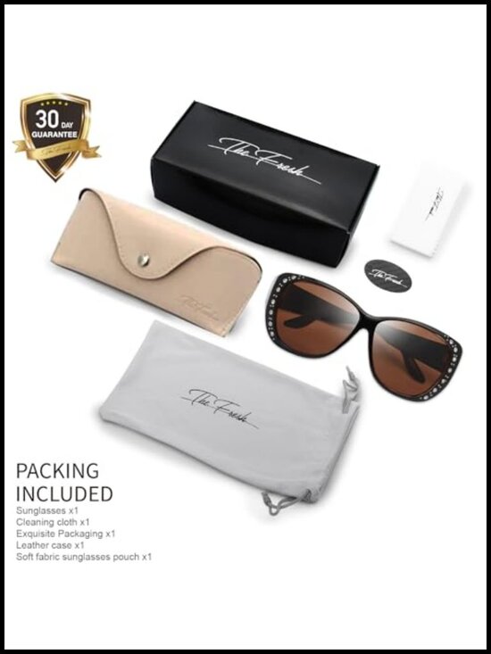 Fit Over Glasses Rhinestone Polarized Sunglasses with Case